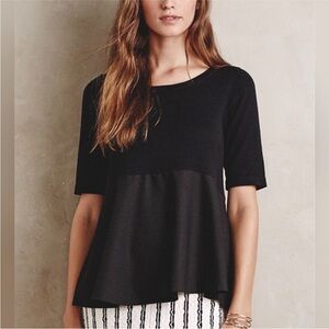 Anthropologie MOTH Meri Skirted Peplum Blouse mixed sweater top black size small